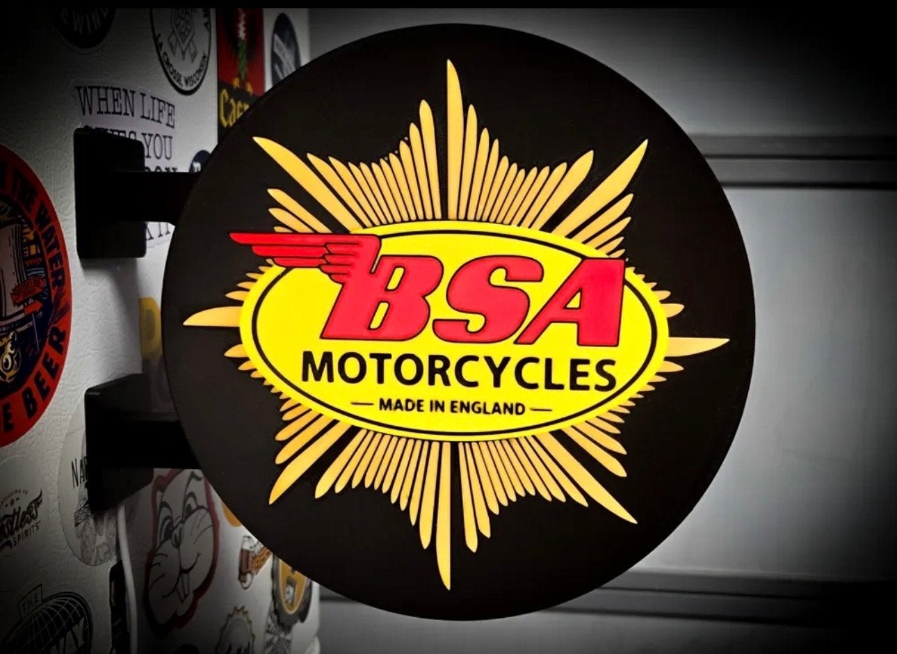BSA Motorcycles Led Dubbelzijdig - Made in England, Verzamelen, Verzenden, Nieuw, Lichtbak of (neon) lamp