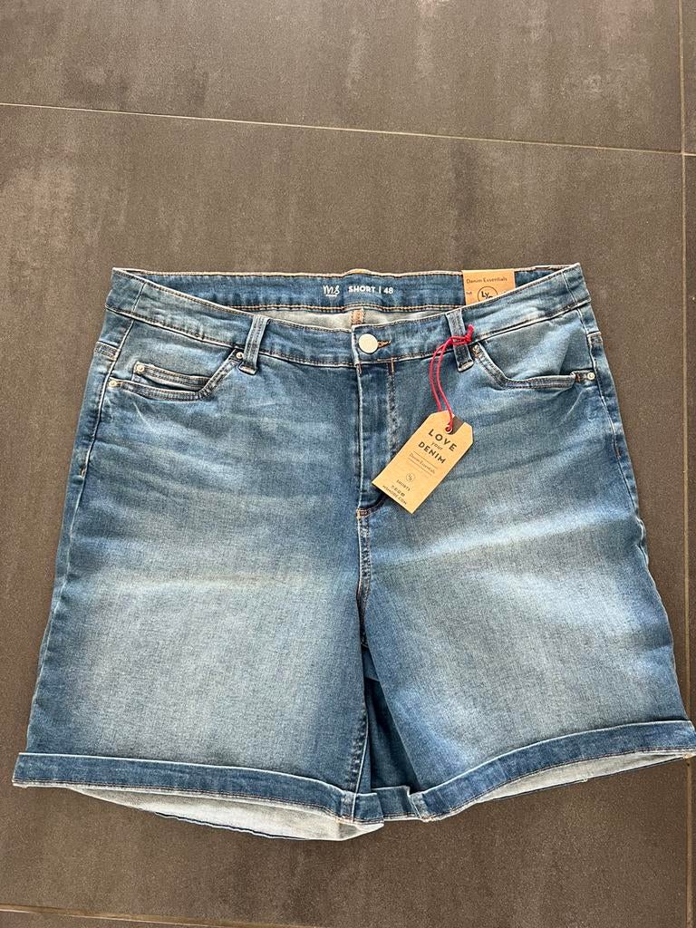Korte broek, spijkerstof, MS Mode, maat 48., Ophalen of Verzenden, Nieuw, Blauw, Overige jeansmaten