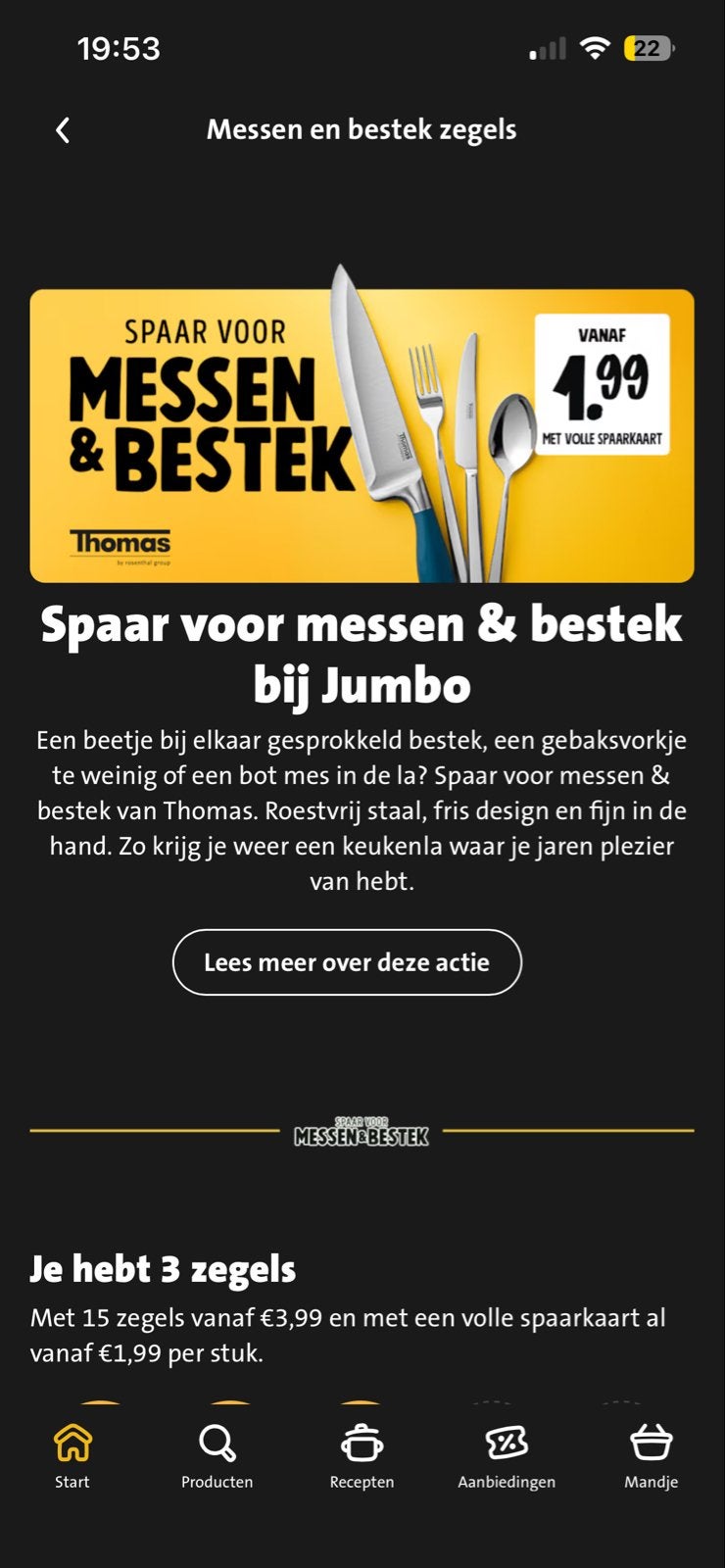 Jumbo messen en bestek zegels gezocht, Ophalen of Verzenden, Nieuw