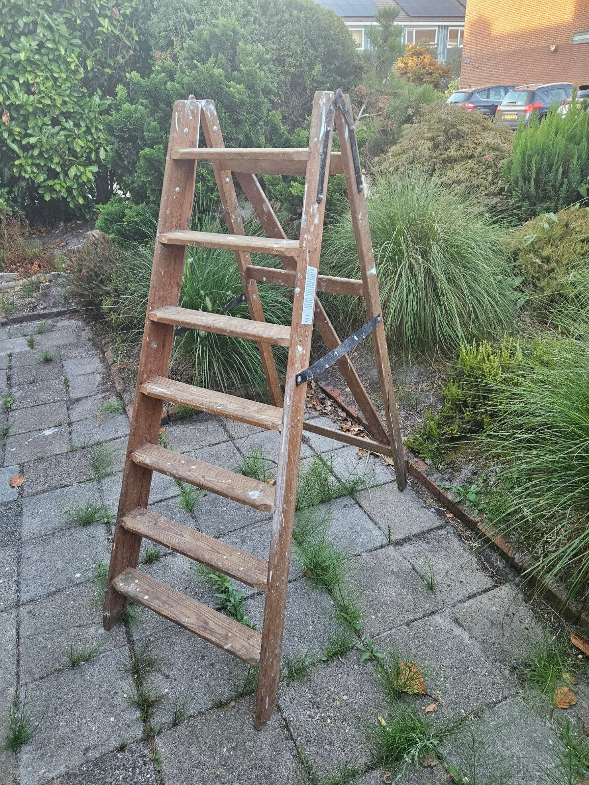 Houten schilderstrap met 7 treden - Uitstekende conditie, Ophalen
