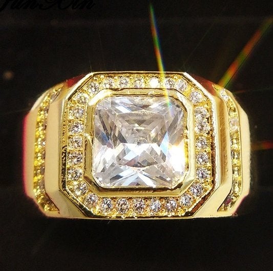 Trendy 18k goud vergulde ring met zirkoon, Sieraden, Tassen en Uiterlijk, Ringen, 20 of groter, Heer, Nieuw, Ophalen of Verzenden