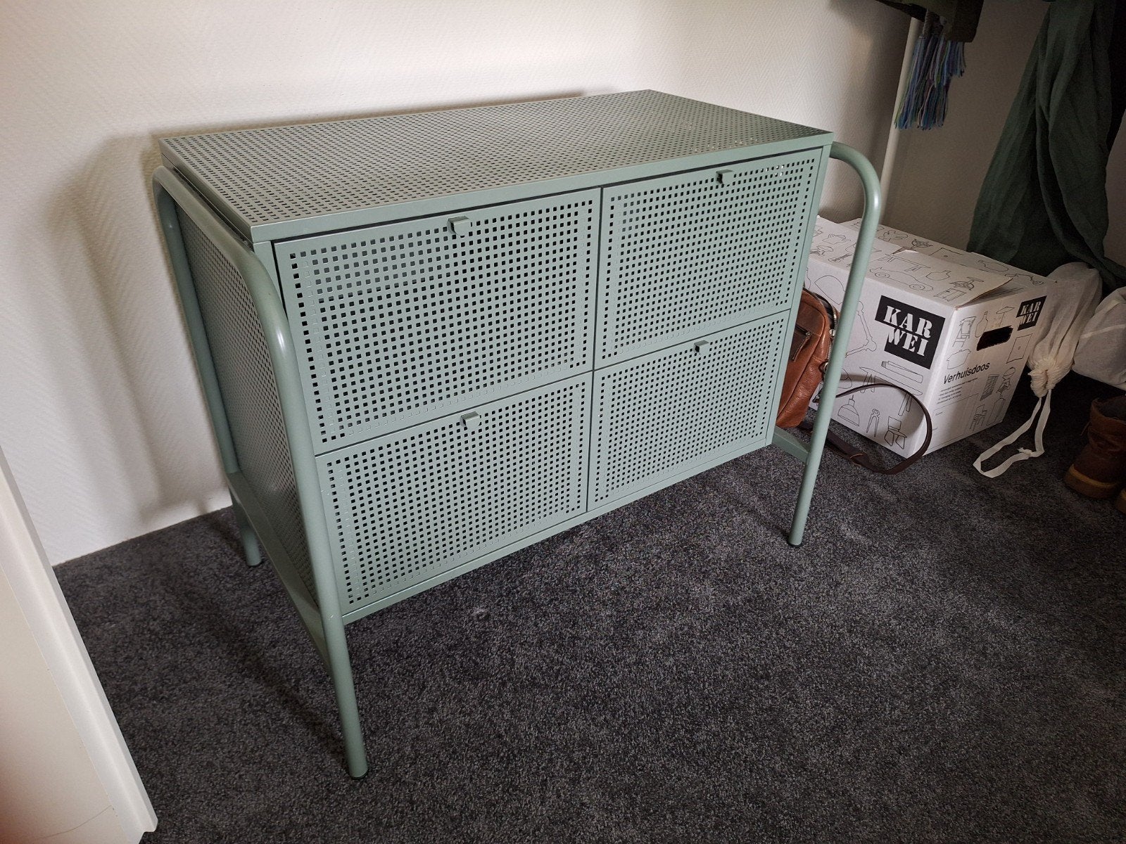 Ladekast met 4 lades - Groen metaal Nikkeby Ikea, Ophalen, Modern, industrieel, 50 tot 100 cm, Zo goed als nieuw