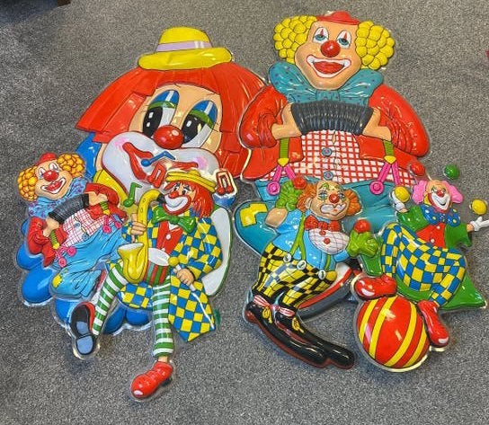 Grote en kleine clown Decoratie ( 6 stuks), Ophalen, Gebruikt, Versiering, Carnaval