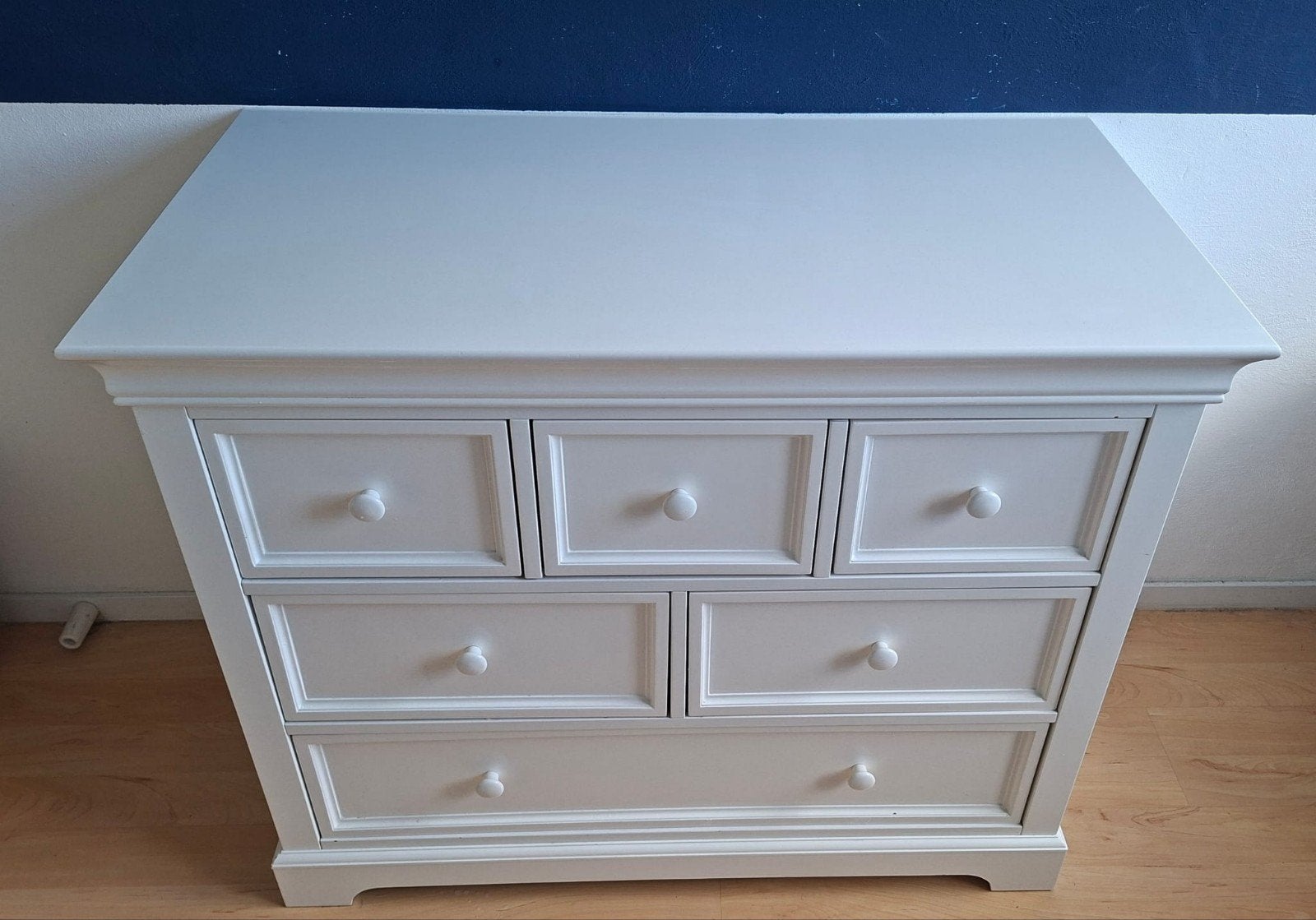 Witte broccante commode met 7 lades, Ophalen, Gebruikt, 50 tot 70 cm, 100 cm of meer