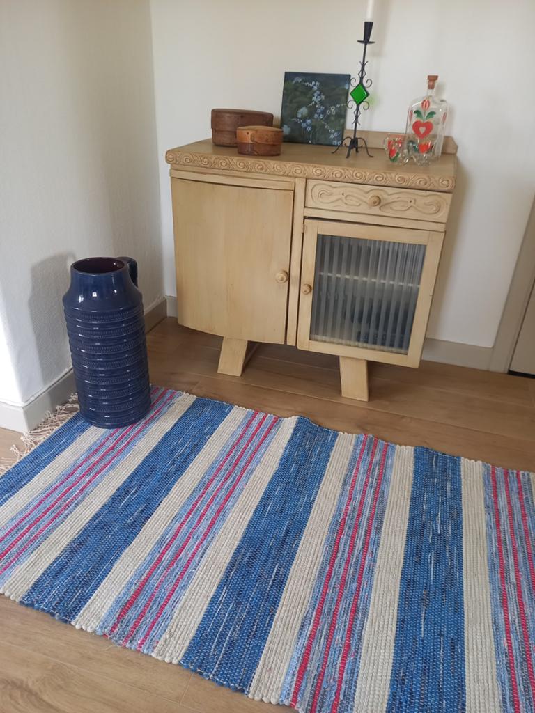 Zo goed als nieuwe katoenen loper uit Zweden, 170x75cm, Blauw, Zo goed als nieuw, Rechthoekig, 50 tot 100 cm