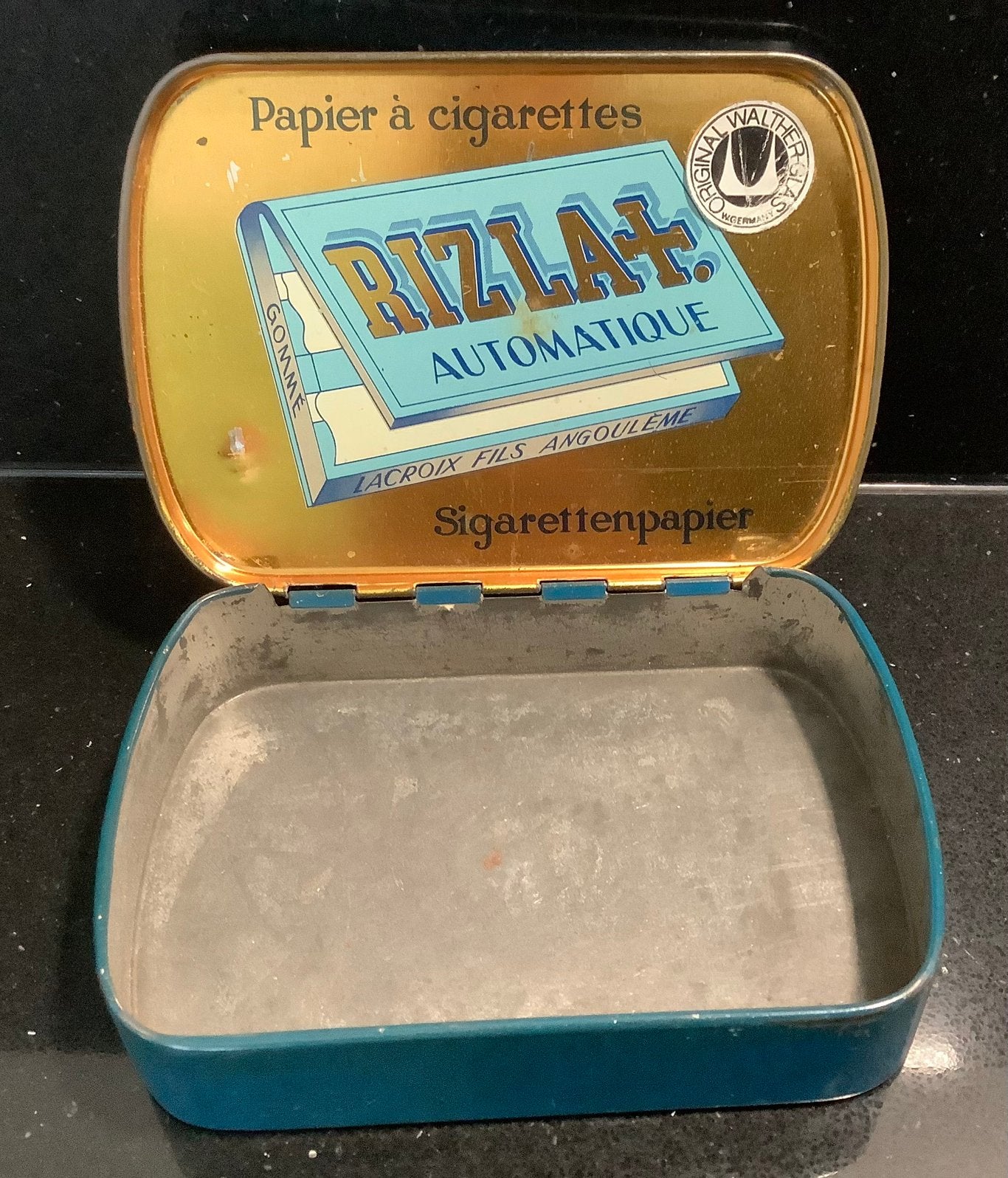 Oud tabaksblikje RIZLA vloei, Verzamelen, Blikken, Ophalen of Verzenden, Gebruikt, Overige merken