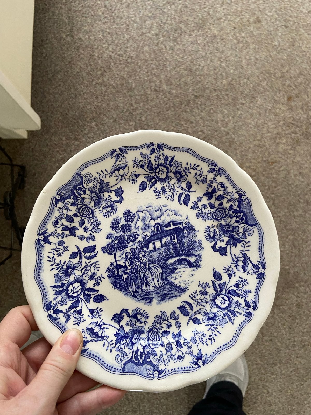 3x Vintage Ironstone Tableware Borden - Blauw/Wit Patroon, Ophalen of Verzenden