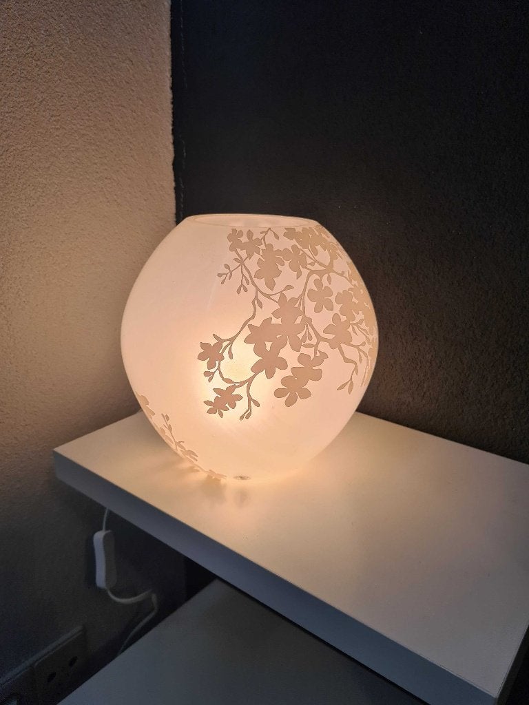 2 bolvormige nachtlampjes van IKEA (wit met bloemmotief)), Ophalen, Gebruikt, Met schakelaar, Wit
