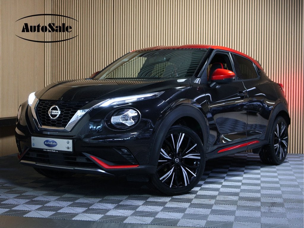 Nissan Juke 1.0 DIG-T N-Design AUT BOSE CARPLAY ACC LEER DAB, Auto's, Gebruikt, Zwart, Zwart, Bedrijf