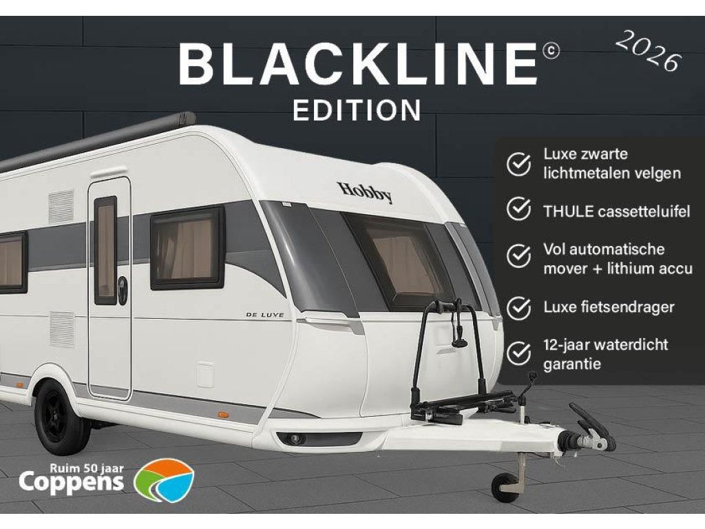 Hobby Prestige 660 WFC 2026 BLACKLINE ACTIE!!!!, Caravans en Kamperen, Standaardzit, Bedrijf, 6 tot 7 meter, Tot en met 4