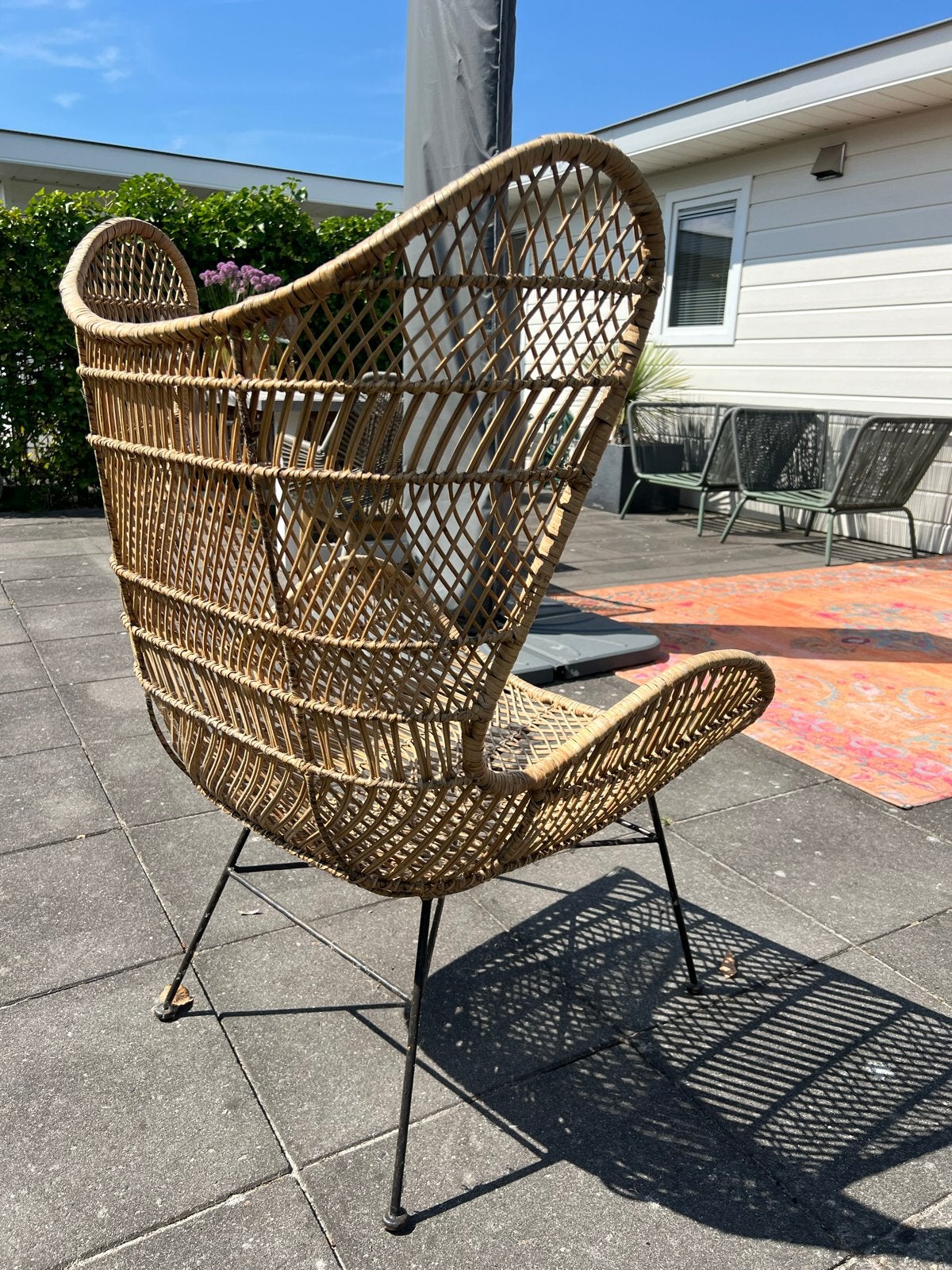 Rotan vlinderstoel / fauteuil - Vintage design, Ophalen, Bruin, Riet of Rotan, Zo goed als nieuw