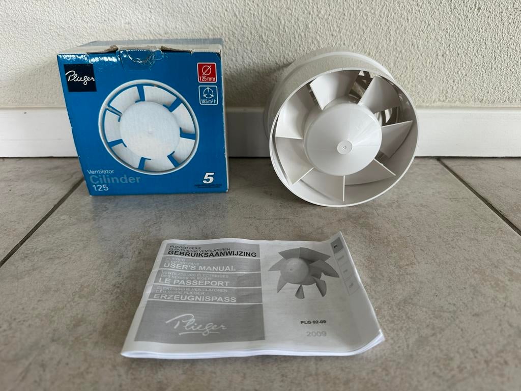 Plieger ventilator buisventilator diam 125cm 185m3 16W nieuw, Ophalen of Verzenden, Nieuw, Overige