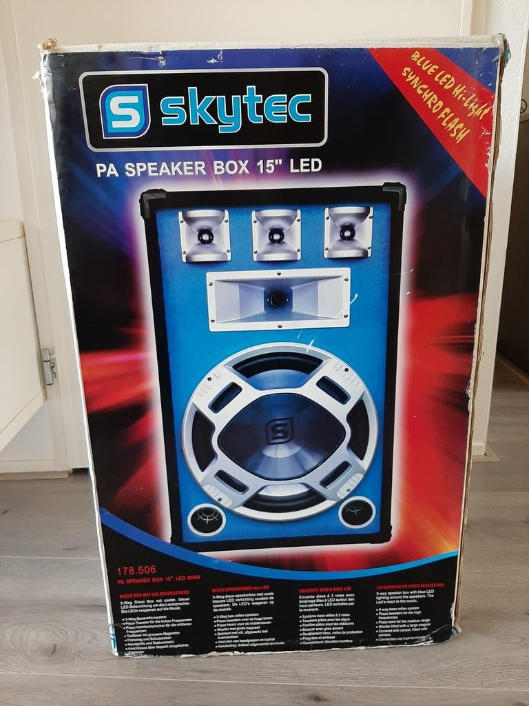 Skytec PA Speaker Box 15" LED, een passieve 3-weg disco luid, Overige merken, Overige typen, Ophalen of Verzenden, Zo goed als nieuw
