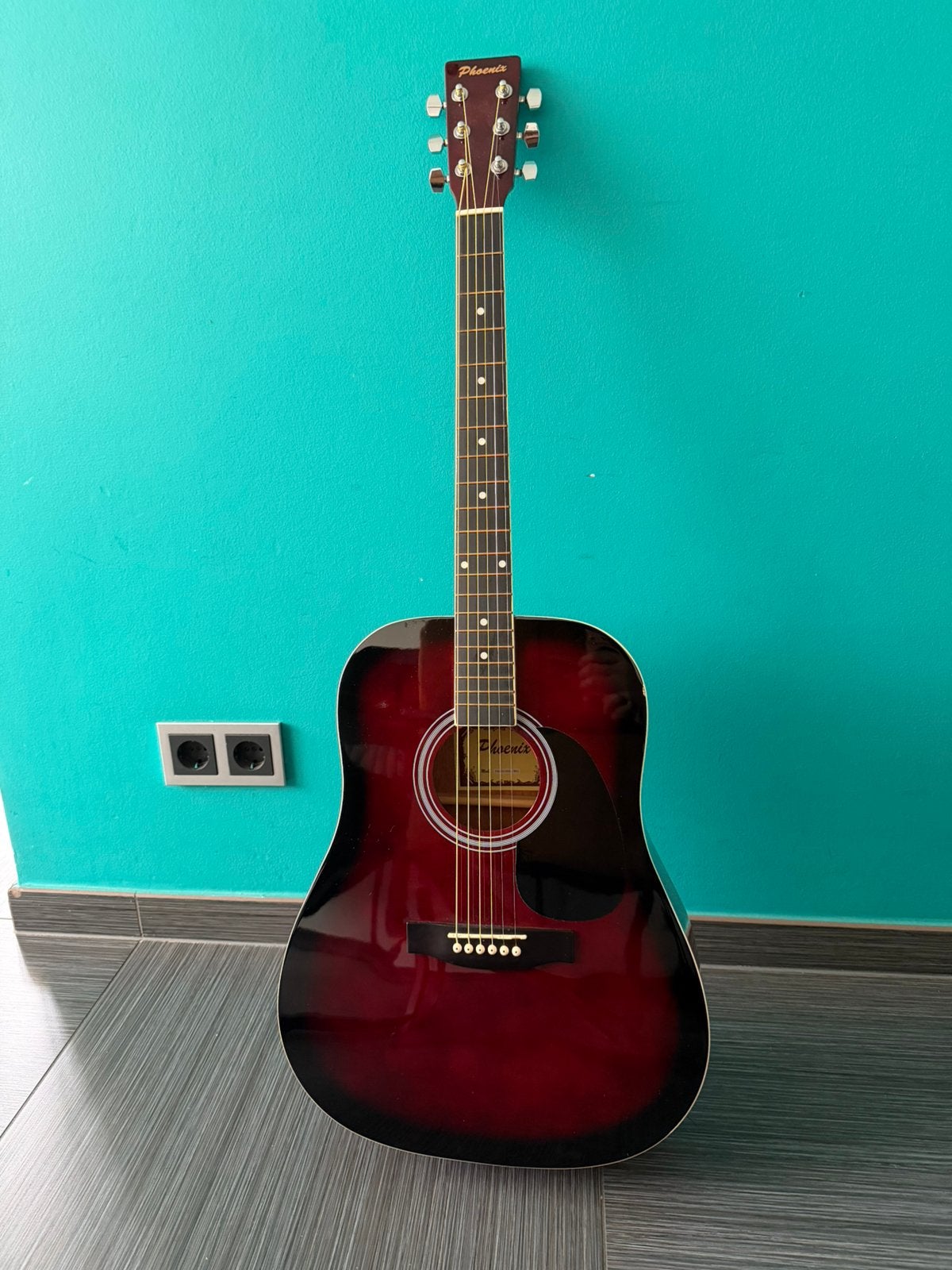 Phoenix 001 Wijnrood met Fazley gigbag, Ophalen, Gebruikt, Klassieke of Spaanse gitaar