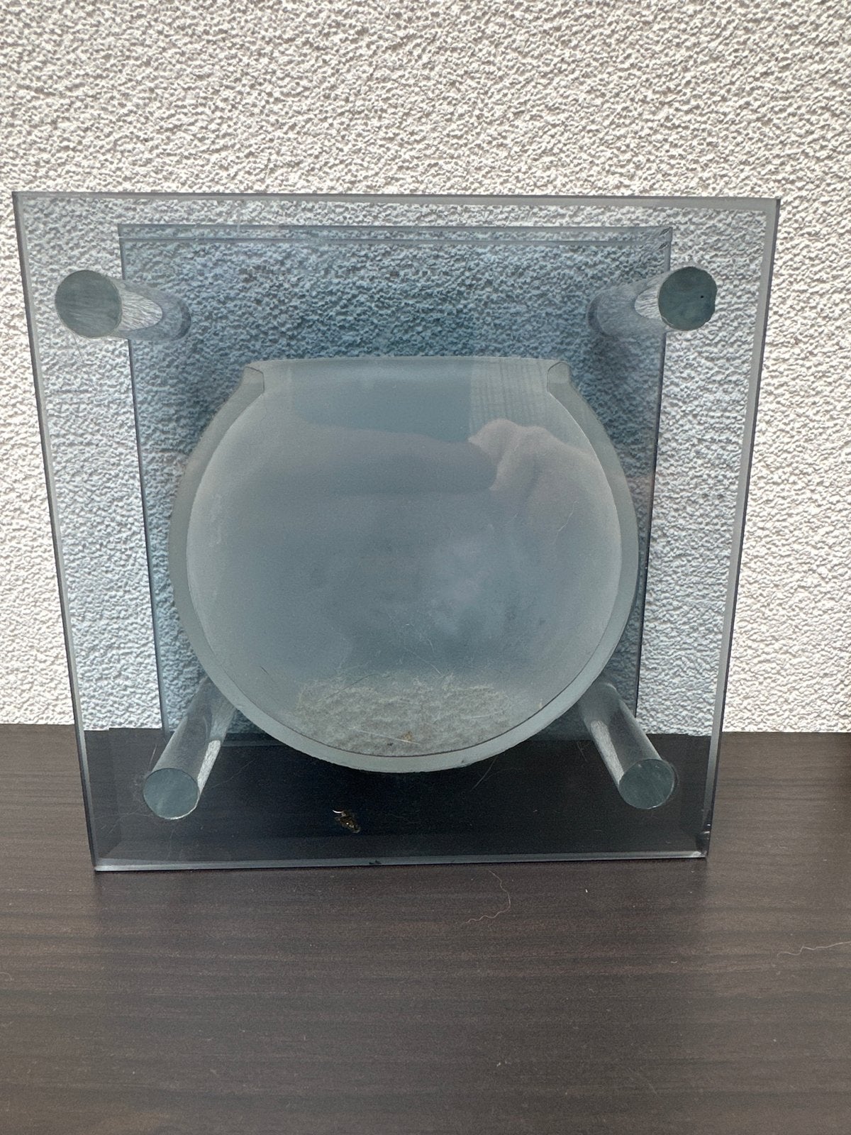Glazen vaas/windlicht met metalen frame, Ophalen of Verzenden