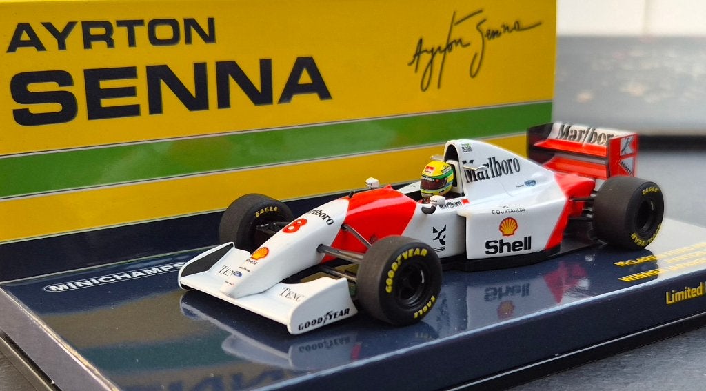 Minichamps McLaren MP4/8 1993 Ayrton Senna 1:43 Marlboro, Ophalen of Verzenden, Nieuw, Auto, MiniChamps