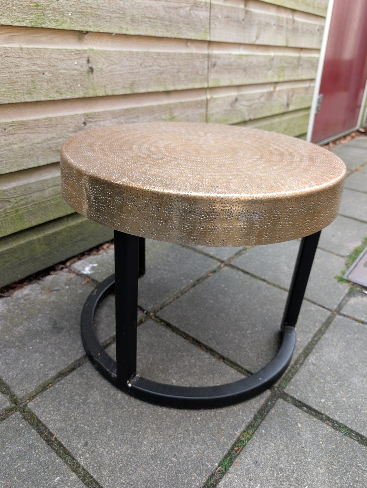 Bijzettafel salontafel zwart goud - 45x47 cm, Minder dan 55 cm, Gebruikt, Metaal of Aluminium, Rond