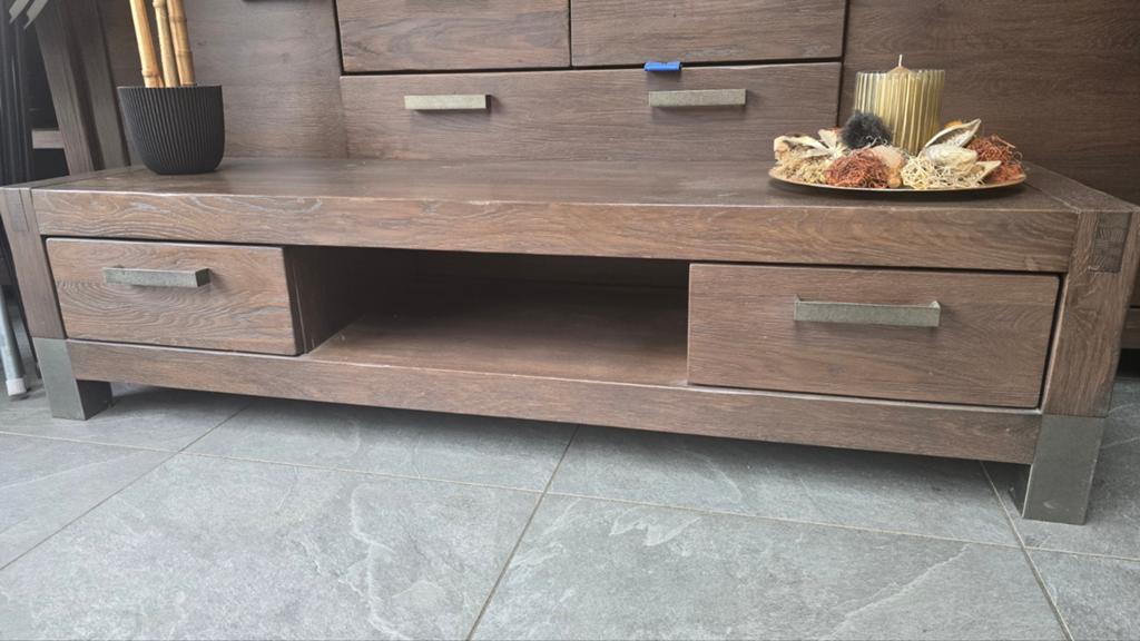 tv meubel met 2 lades, Minder dan 50 cm, Rechthoekig, Ophalen, Overige houtsoorten