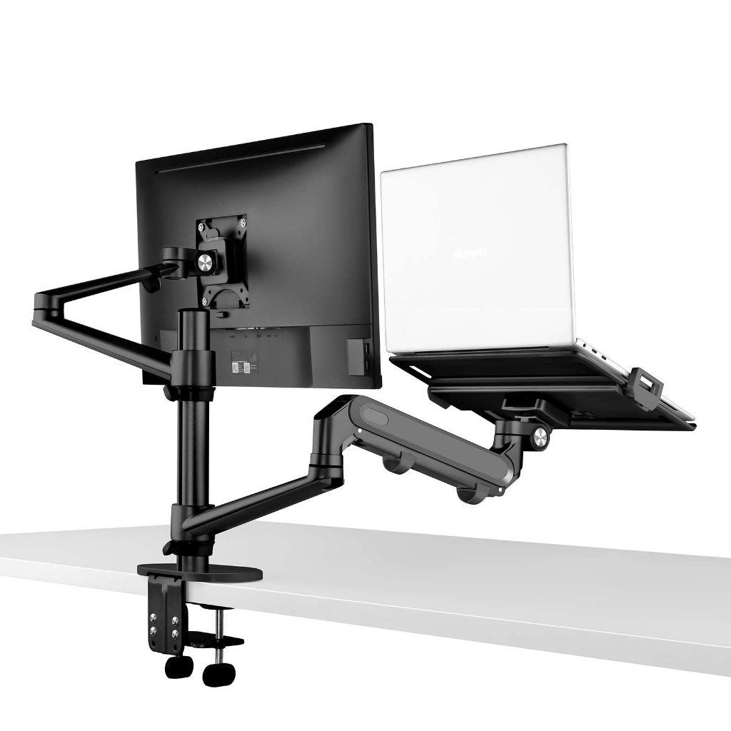Monitorarm met laptopsteun, Computers en Software, Laptopstandaarden, Ophalen of Verzenden, Zo goed als nieuw, Alberenz, In diepte verstelbaar