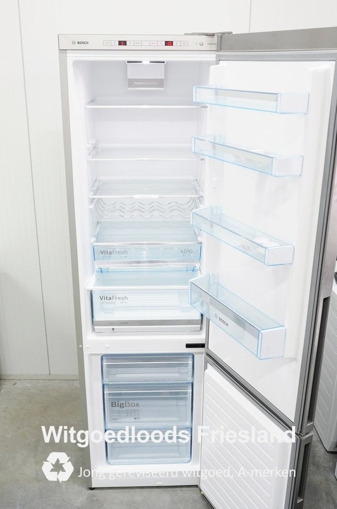 Bosch Koelvriescombinatie VitaFresh RVS/Grijs A+++ Garantie, 200 liter of meer, 60 cm of meer, Met aparte vriezer, 160 cm of meer
