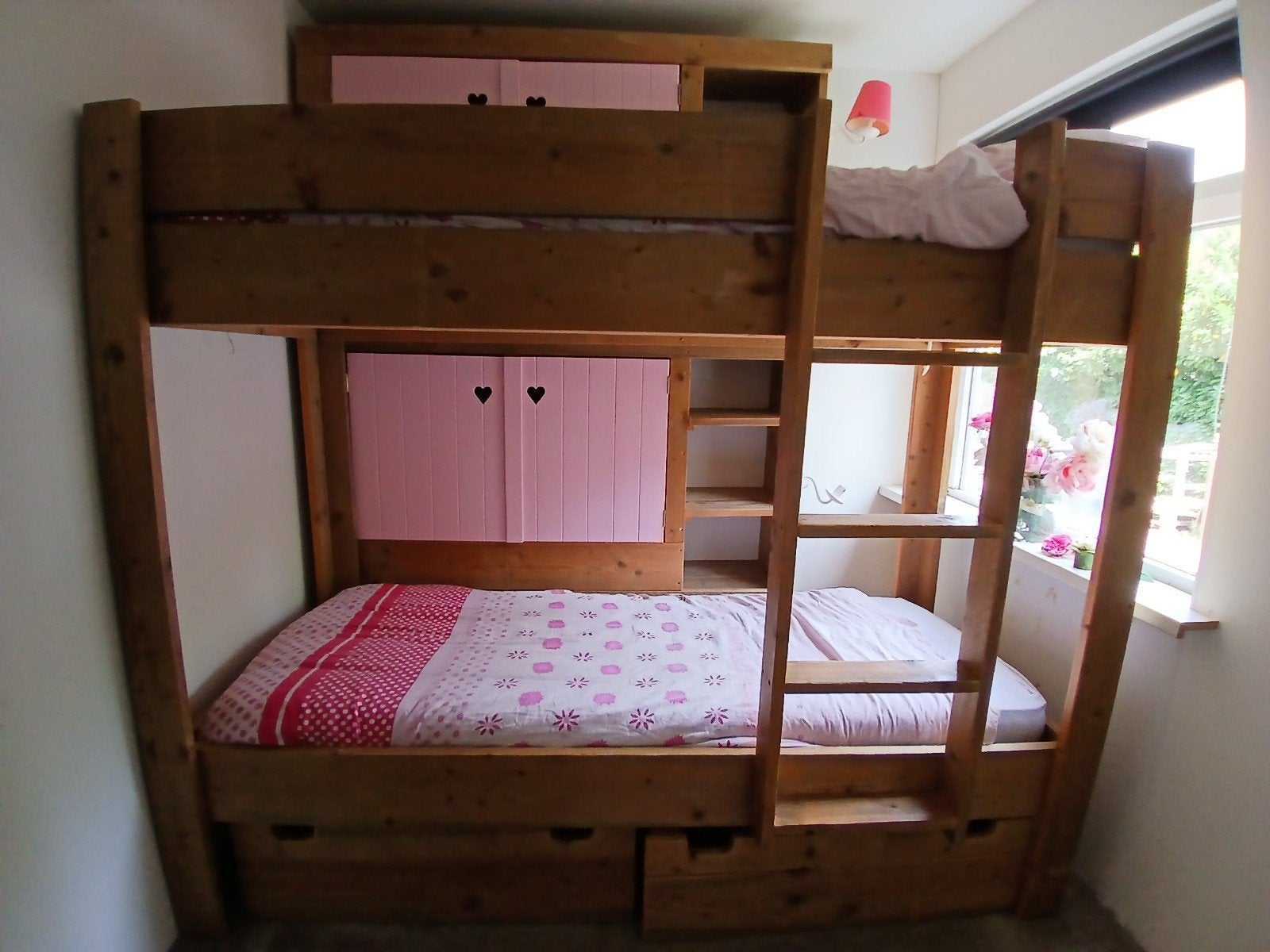 Stapelbed met lades en opbergruimte, Huis en Inrichting, Slaapkamer | Stapelbedden en Hoogslapers, Ophalen, Gebruikt, 90 cm, Eenpersoons