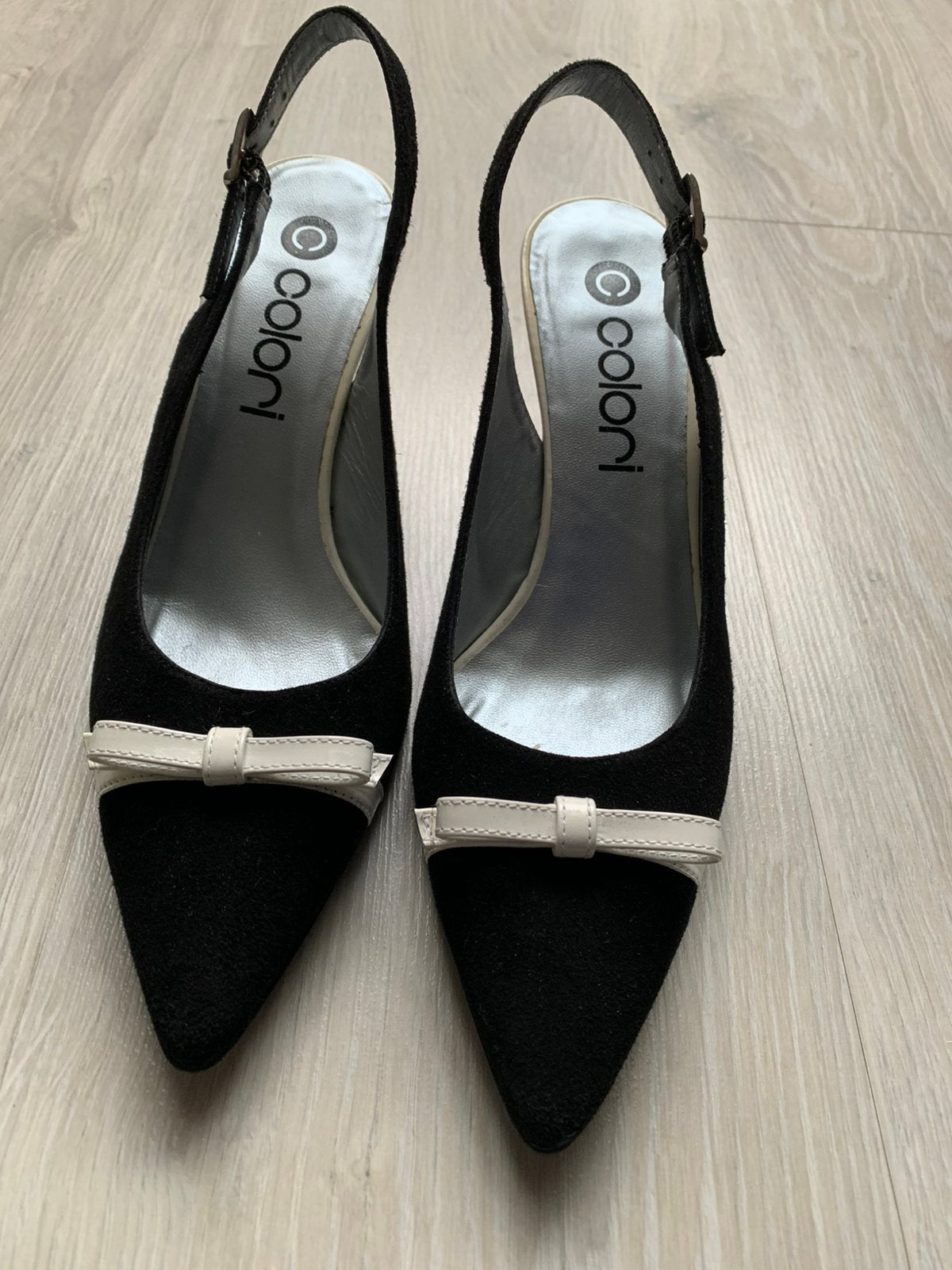 Colori, vintage geïnspireerde slingback in zwart-wit, Schoenen met lage hakken, Zwart, Ophalen of Verzenden, Zo goed als nieuw