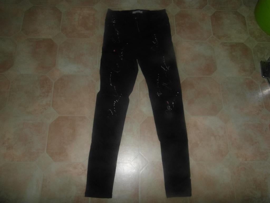 zwarte broek met verfspatten, Overige kleuren, Nieuw, Ophalen of Verzenden, Maat 36 (S)