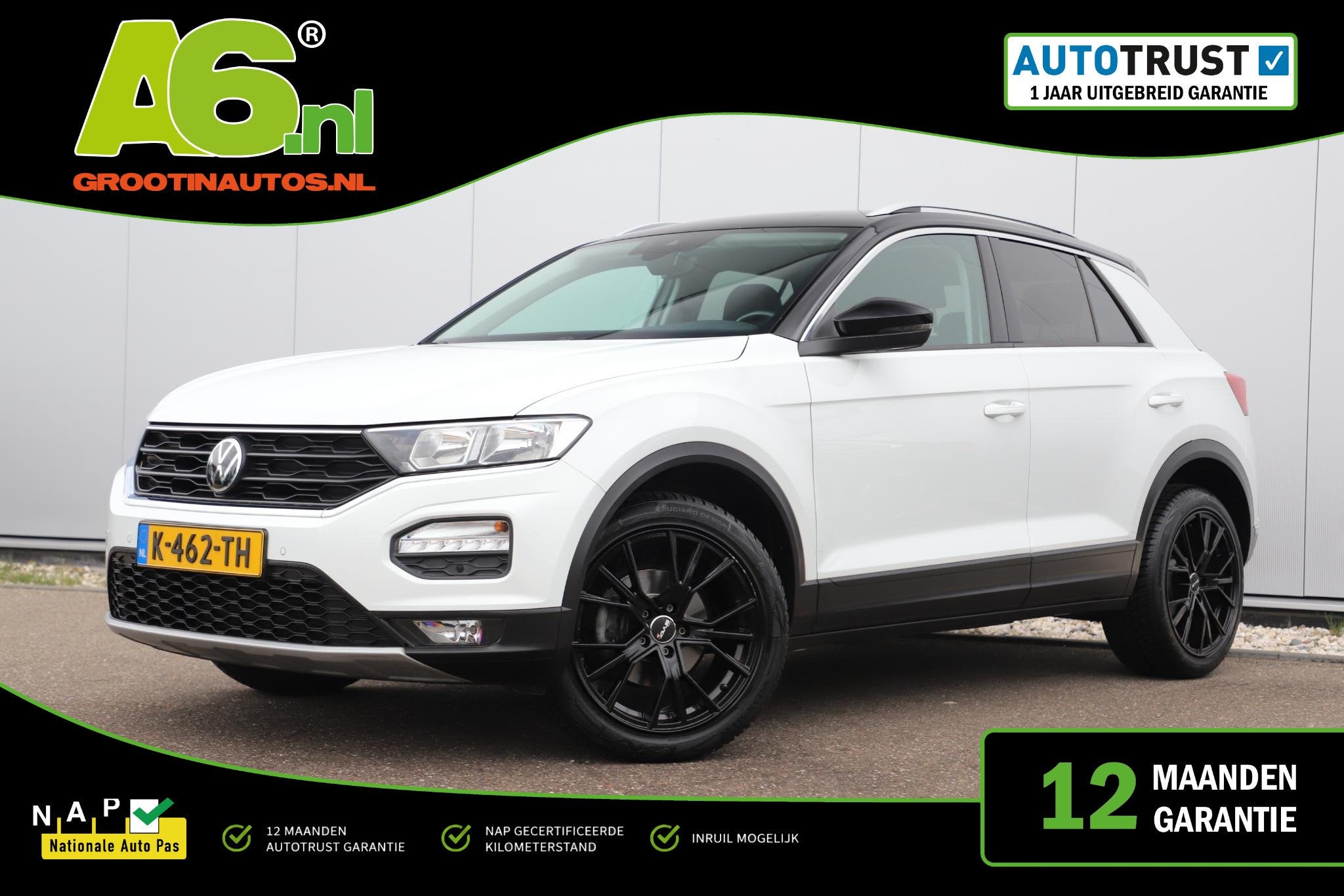 Volkswagen T-Roc 1.0 TSI Style Business Trekhaak 18 inch Zwa, Auto's, Volkswagen, Voorwielaandrijving, Stof, Gebruikt, Wit