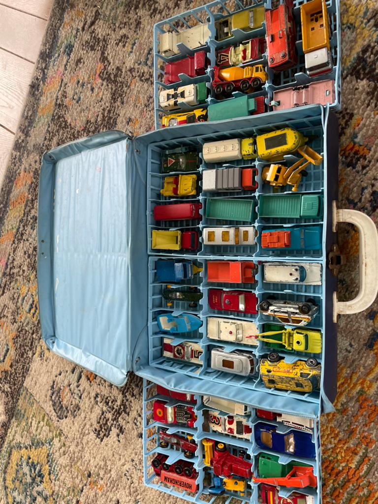 Vintage Matchbox Collectors Case met 41 auto's, Ophalen of Verzenden, Gebruikt