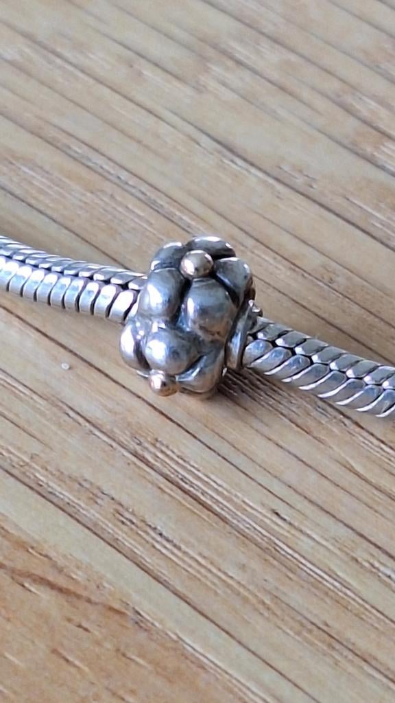 Pandora zilveren clip met goud voor armband of ketting, Ophalen of Verzenden, Zo goed als nieuw, Goud, Pandora