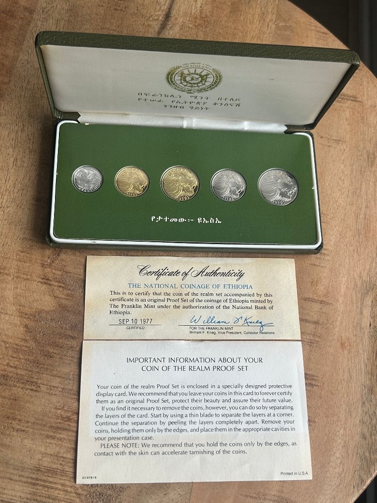 Nationale CoinAge Ethiopië Proof set 1977, Postzegels en Munten, Munten | Nederland, Ophalen of Verzenden, Koningin Beatrix, Overige waardes