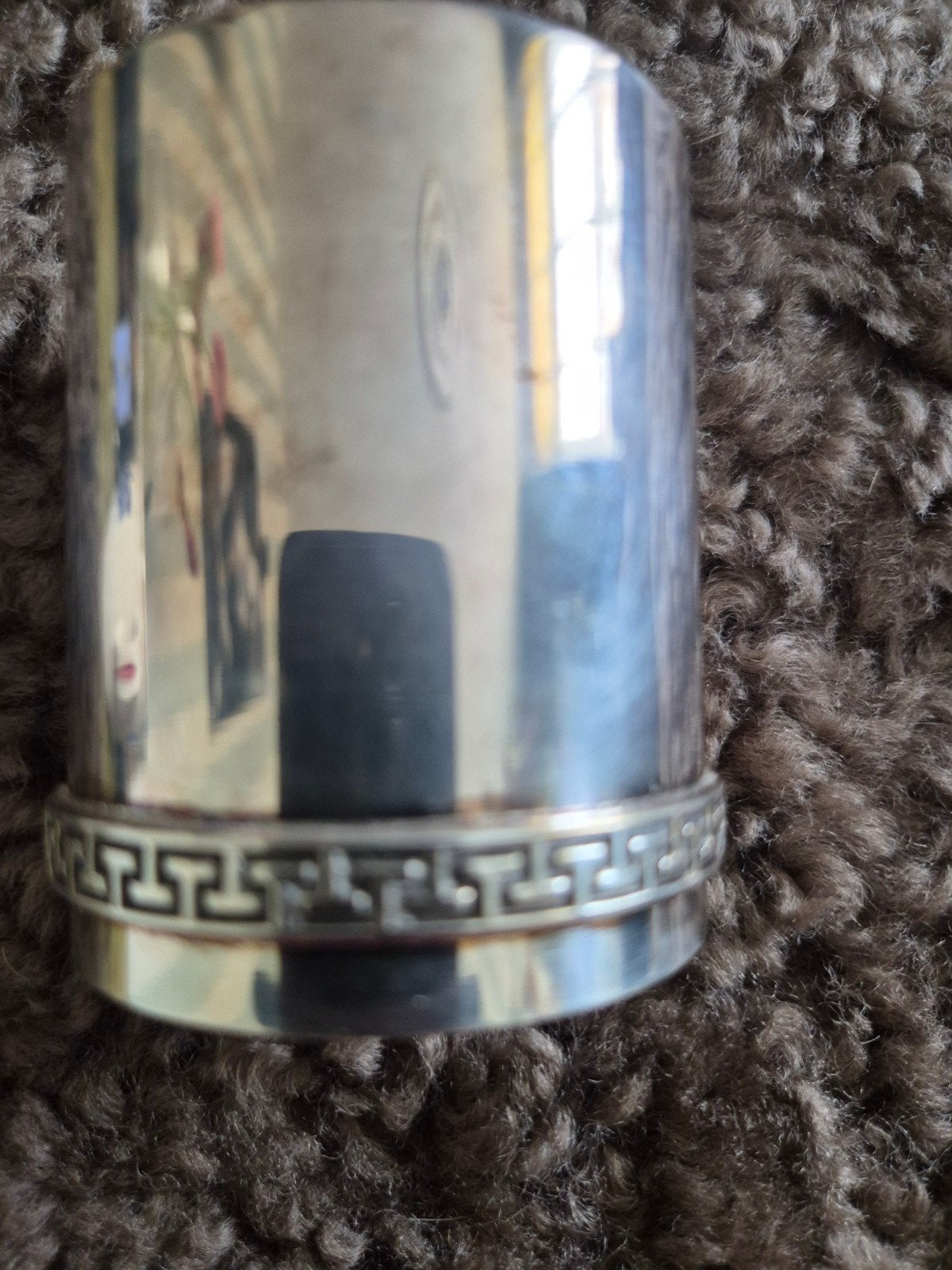 verzilverde Beker met Grieks Patroon, Antiek en Kunst, Ophalen of Verzenden, Zilver