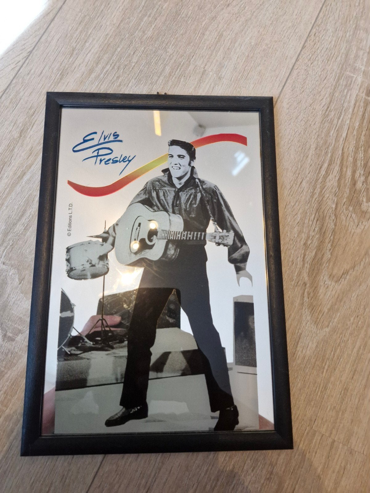 Ingelijste Elvis Presley spiegel - Vintage decoratie, Ophalen of Verzenden, Gebruikt, Poster, Artwork of Schilderij
