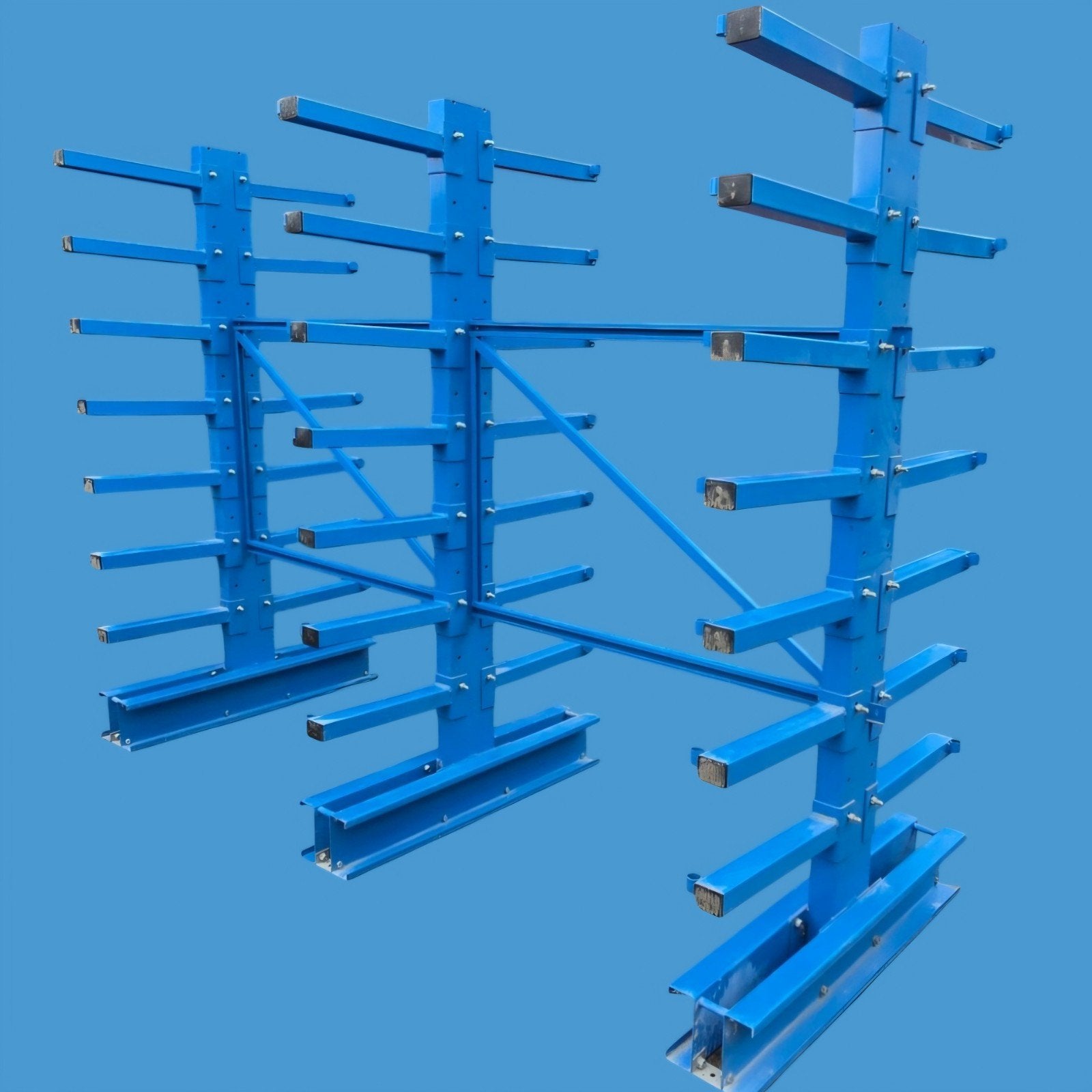 Draagarmstelling, blauw. L=325 D=120 H=240cm. Nette stelling, Doe-het-zelf en Verbouw, Metalen, Ophalen, Gebruikt, IJzer