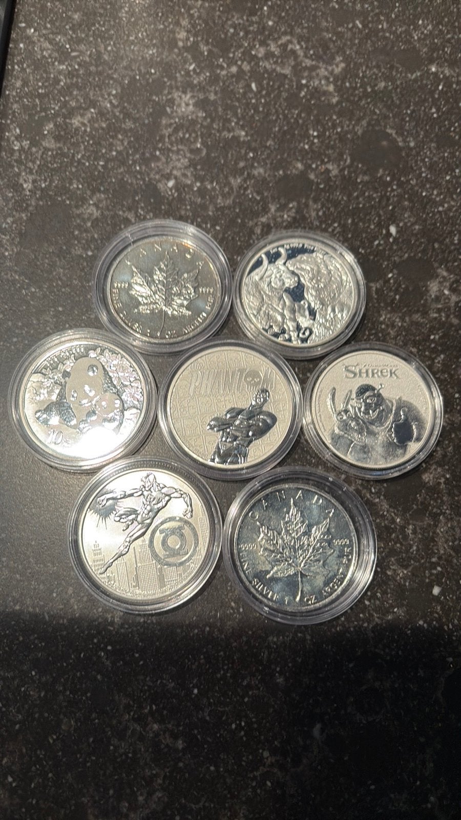 7x 1 Ounce, Ophalen of Verzenden, Zilver