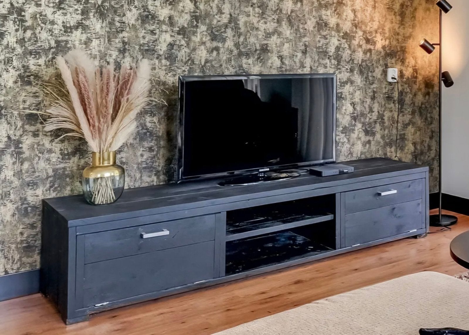 tv meubel zwart, Ophalen, Gebruikt, Stoer, 150 tot 200 cm