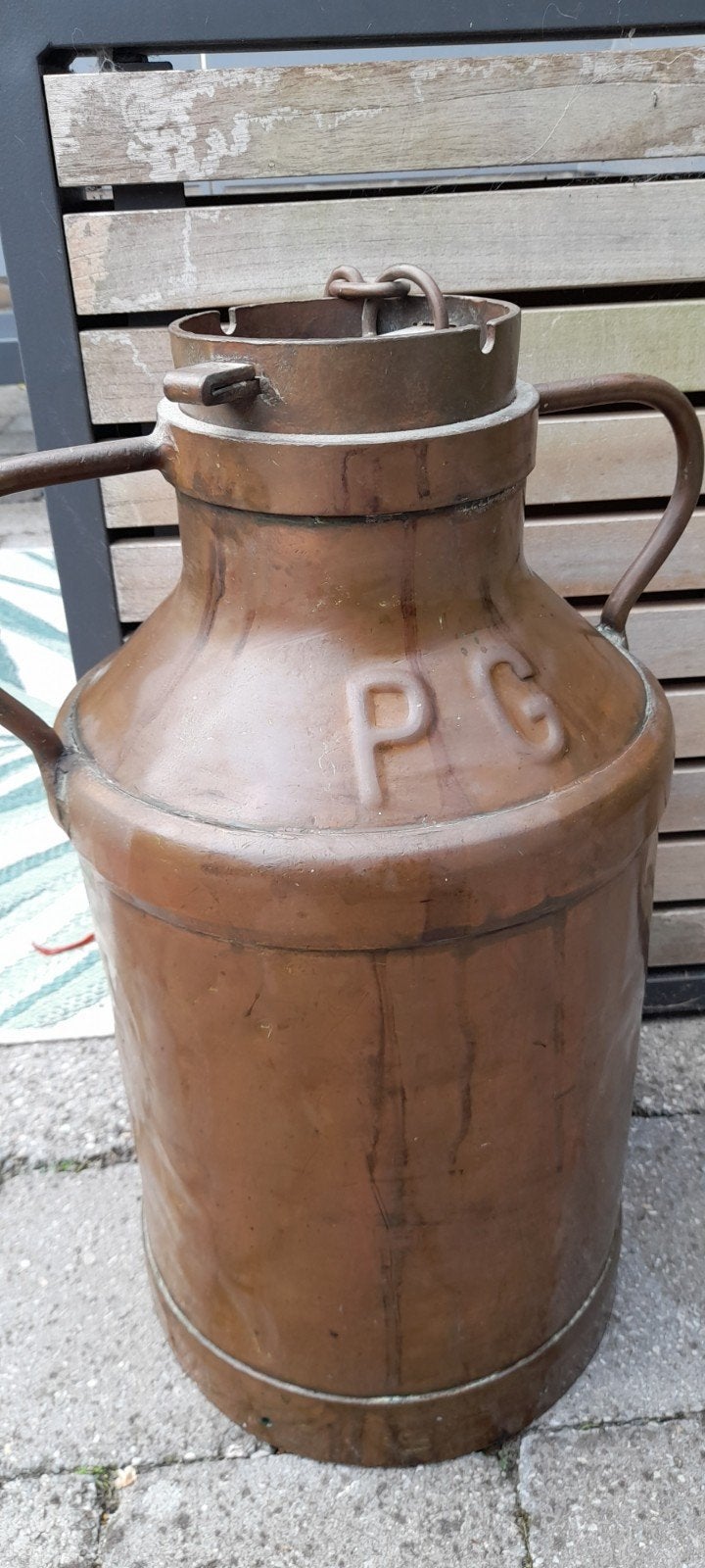Antieke Koperen Melkbus met 'P.C.' en 'PARIS' inscriptie, Ophalen, Koper