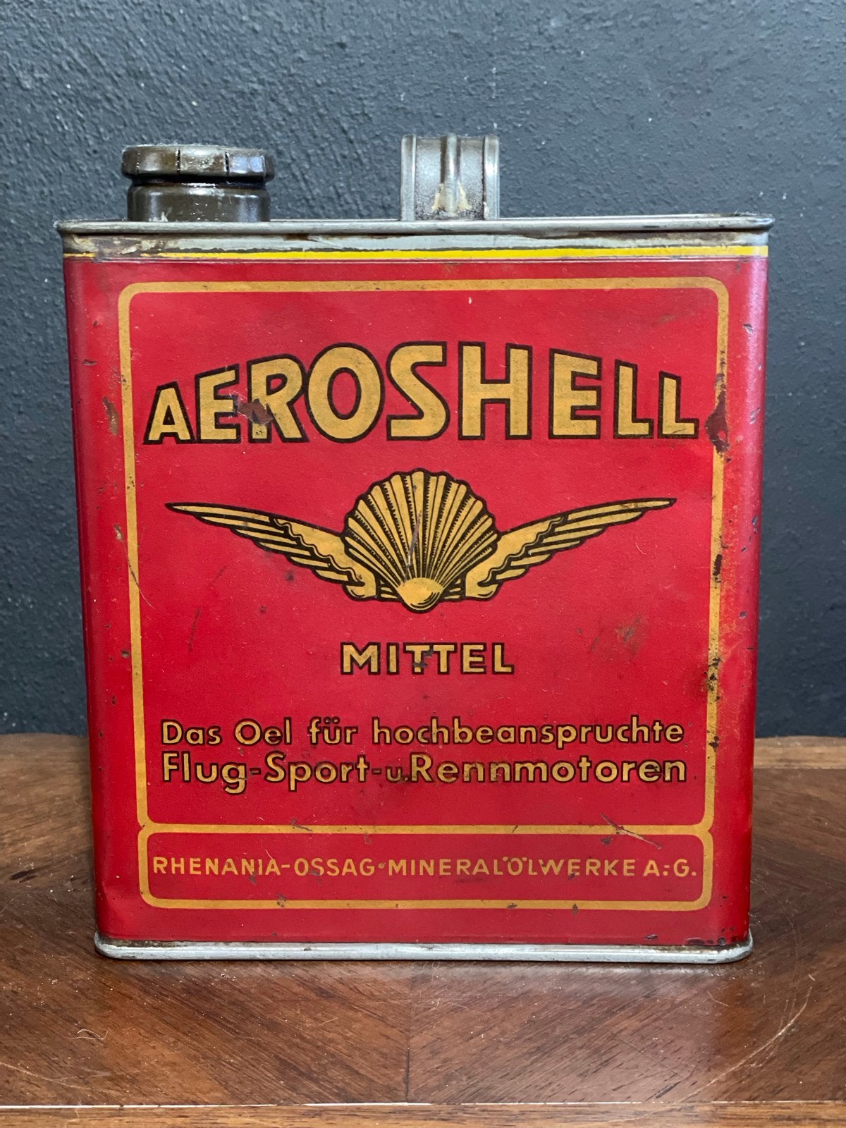 Zeldzaam Aero Shell Olieblik Duitsland Jaren '20/'30, Ophalen of Verzenden, Gebruikt, Overige, Overige merken