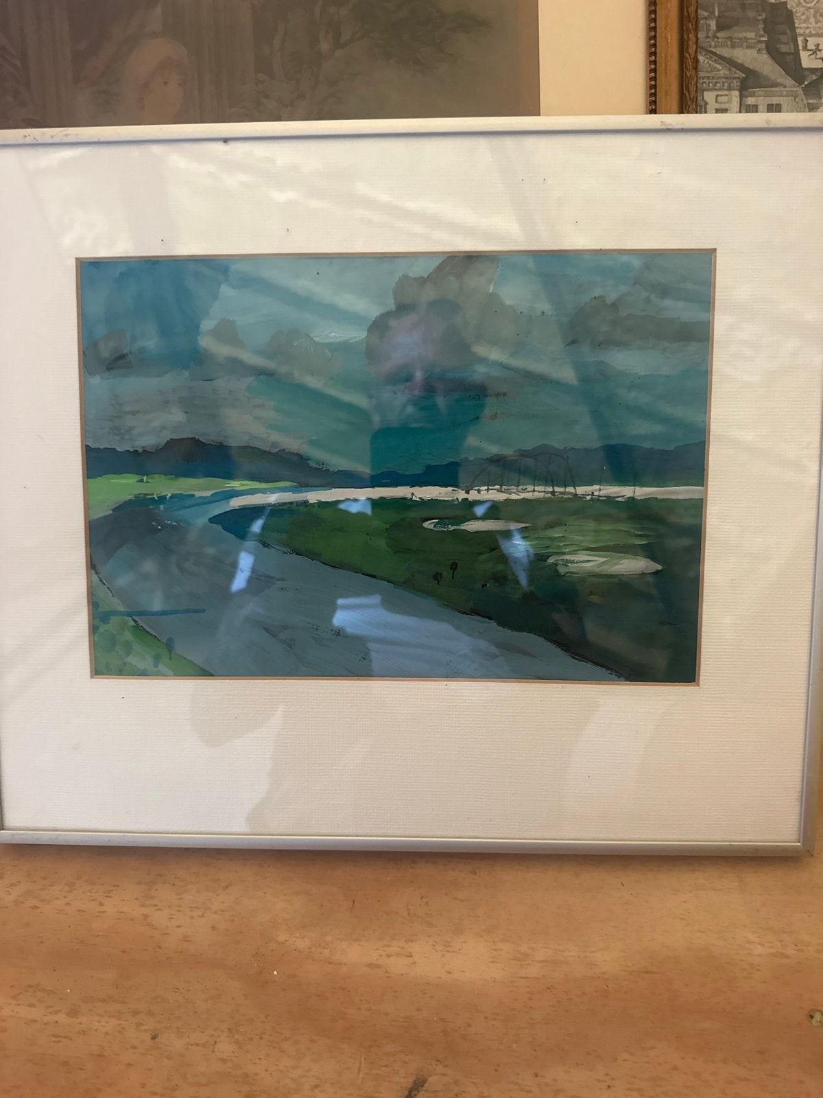 Willem Brouwer - Landschap met rivier (aquarel), Ophalen of Verzenden