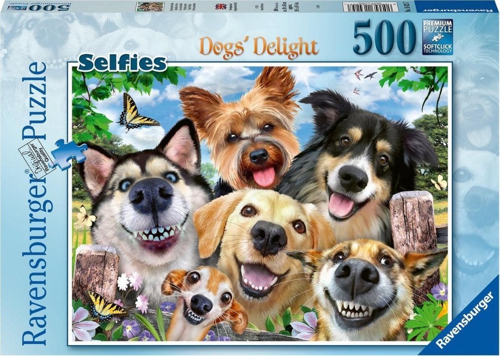 Ravensburger: Vrolijke Honden 500 Stukjes, Verzenden, 500 t/m 1500 stukjes, Nieuw, Legpuzzel
