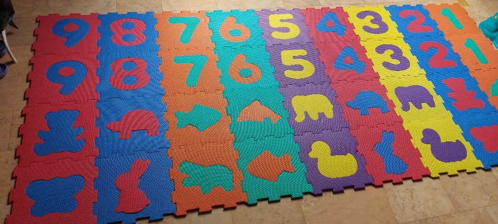 Kleurrijke foam Speelmat / Puzzelmat (36 tegels / 72-delig), Ophalen of Verzenden, 10 tot 50 stukjes, Zo goed als nieuw