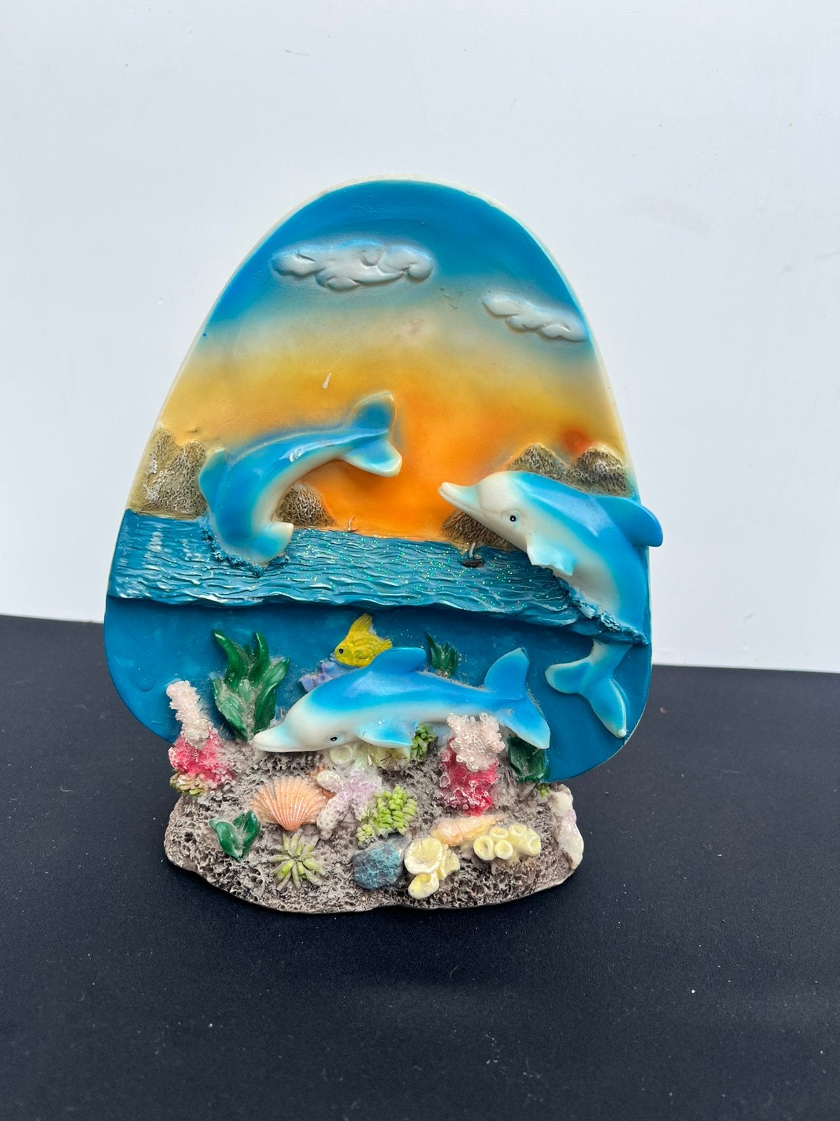 Te Koop Vintage Resin Dolfijnen Beeldje Onderwater Zee, Ophalen of Verzenden, Zo goed als nieuw, Dier