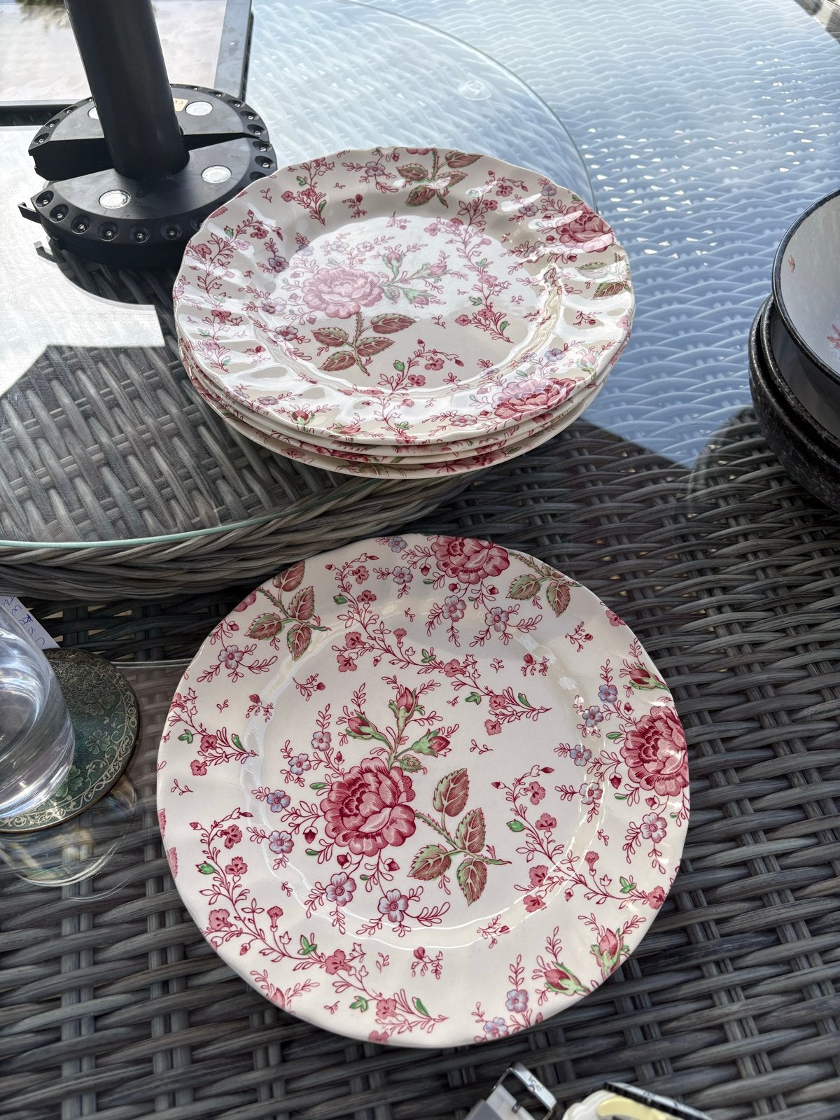 Johnson Brothers Rose Chintz borden - 5 stuks, Ophalen, Gebruikt, Overige merken, Keramiek