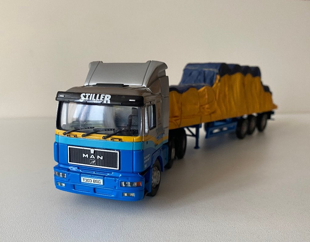 Corgi - MAN  Stiller Transport  oplegger met lading, Ophalen of Verzenden, Zo goed als nieuw, Bus of Vrachtwagen, Corgi