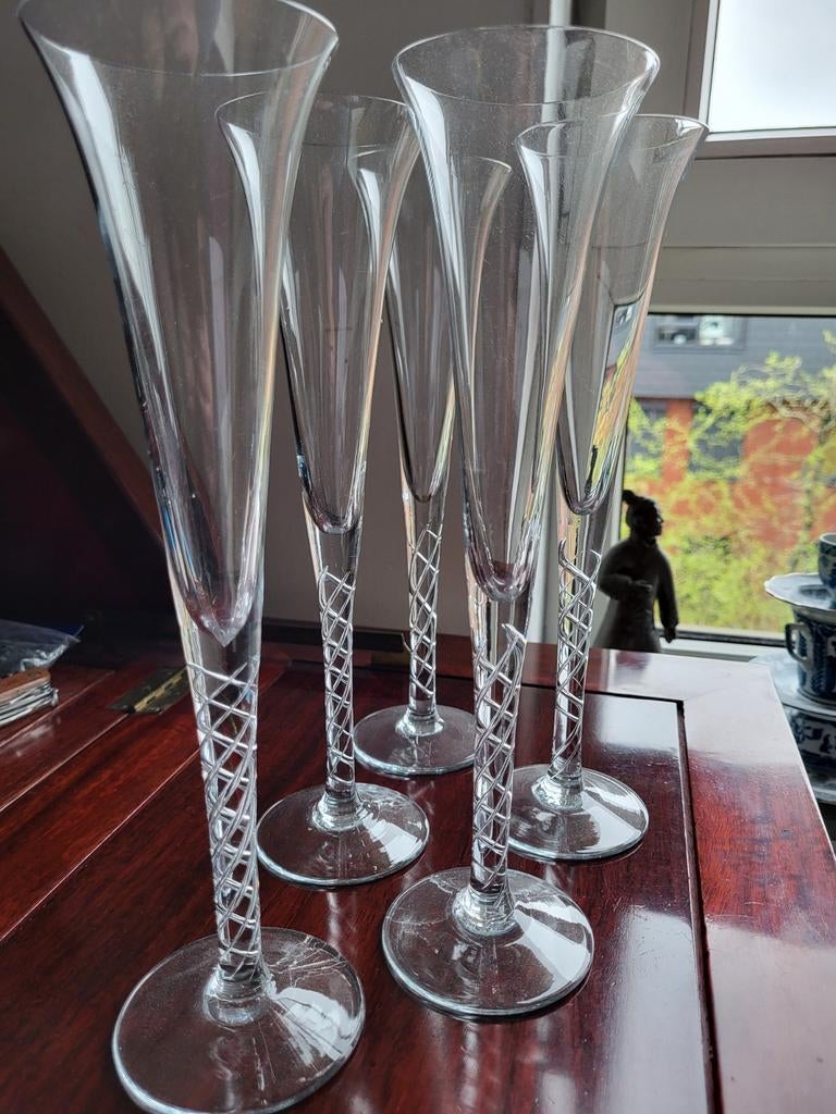 Set van 5 elegante champagneglazen , slingerglazen, Ophalen of Verzenden