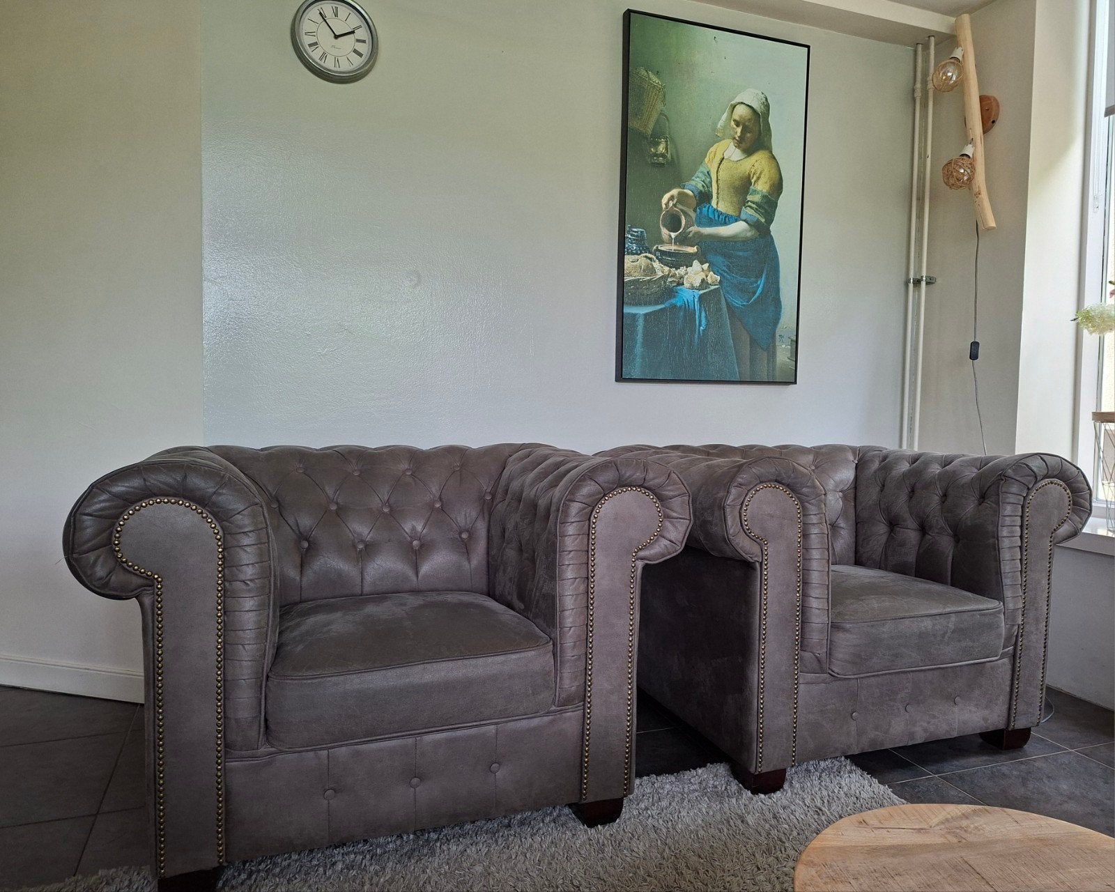 Bankstel in Chesterfieldstyle, Ophalen, Zo goed als nieuw, Kunststof, Chesterfield