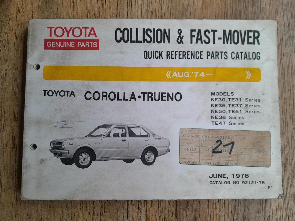 ONDERDELEN CATALOGUS - ORIGINEEL - TOYOTA COROLLA KE en TE, Verzenden