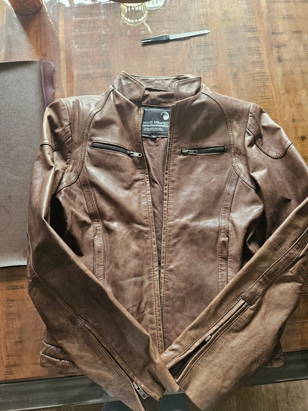 Goosecraft biker 303 dames jackbruin maat m, Maat 38/40 (M), Goosecraft, Bruin, Ophalen of Verzenden