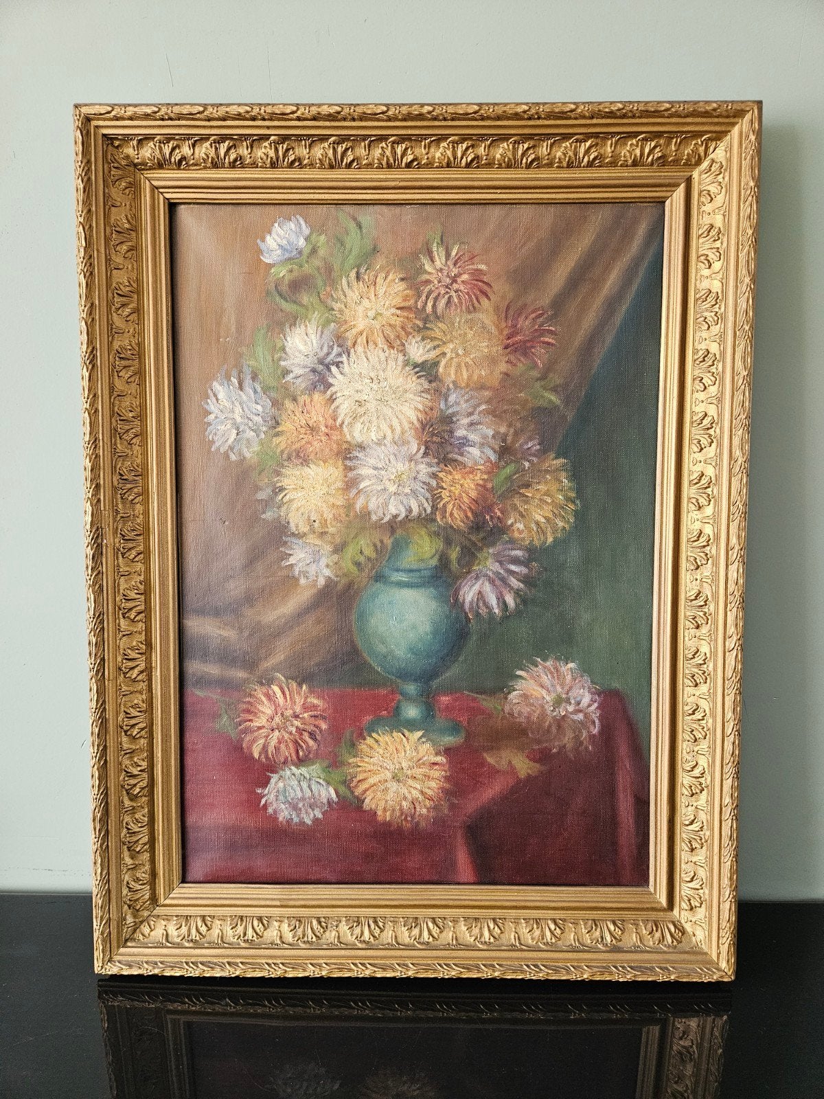 Antiek / vintage schilderij: bloemen in vaas, klassiek, Antiek en Kunst, Ophalen