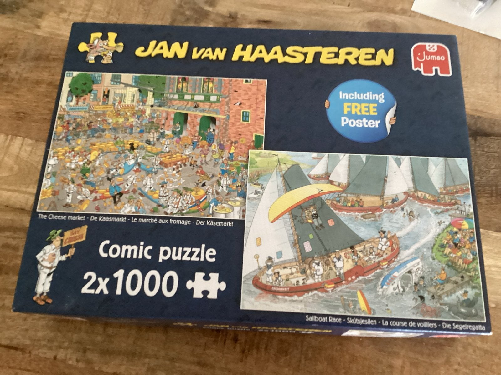 Jan van Haasteren puzzels: Skûtsjesilen & Kaasmarkt (2x1000), Ophalen, Meer dan 50 stukjes, Gebruikt, 6 jaar of ouder